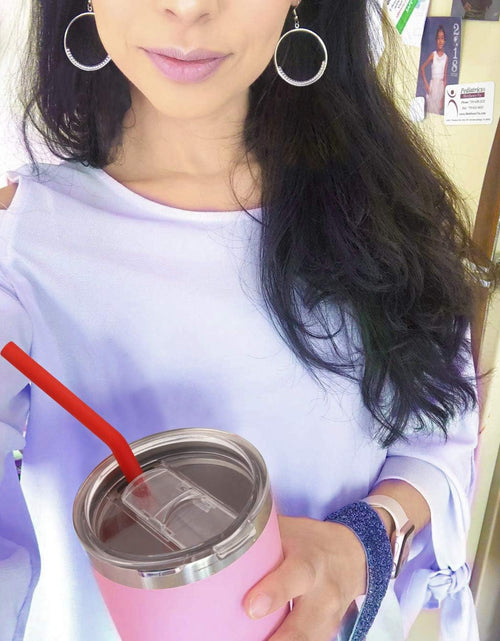 Load image into Gallery viewer, Reusable Silicone Straws, Long Flexible Silicone Drinking Straws with Cleaning Brushes for 30 oz Tumblers , 10 Pieces
