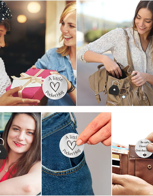 Load image into Gallery viewer, Pocket Hug Token Long Distance Relationship Keepsake Stainless Steel Double Sided Inspirational Gift with Keychain (Be Safe)
