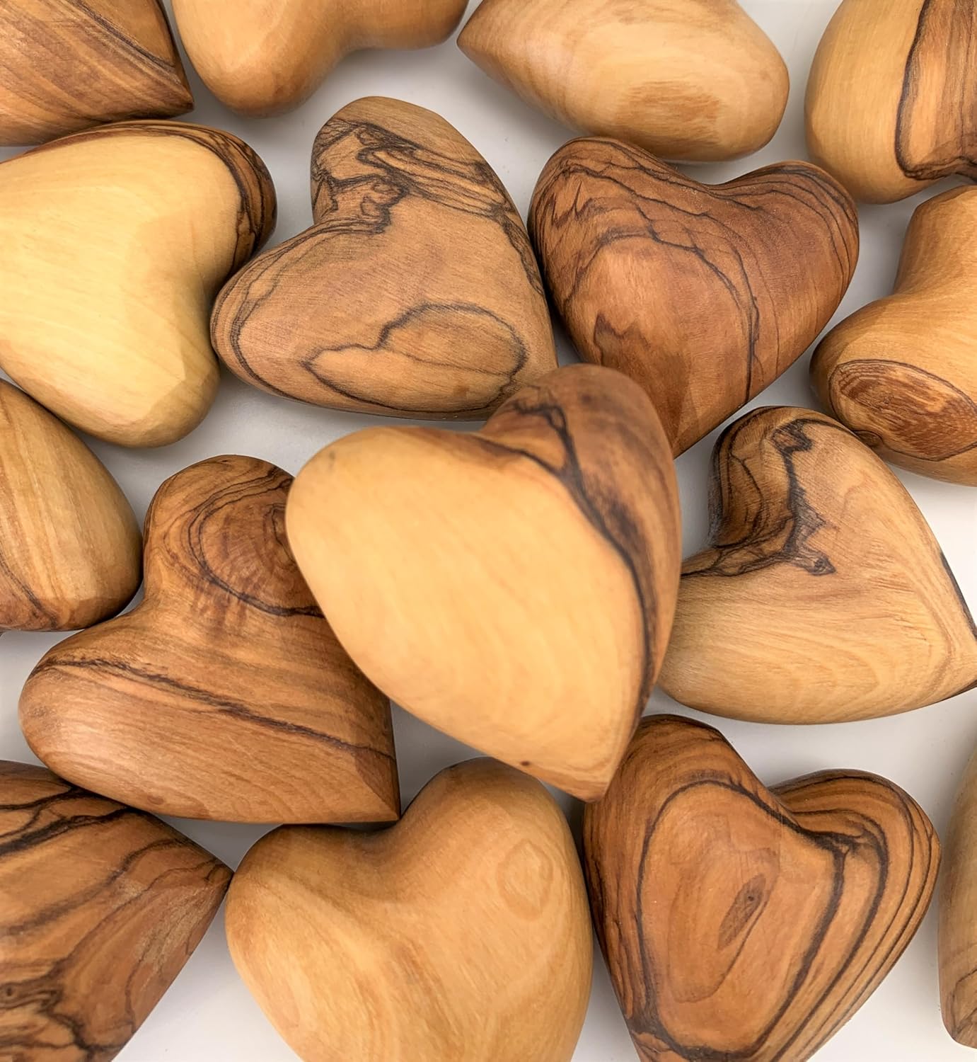 Handmade Wooden Hearts, Set of Five Olive Wood Carved Hearts from the Holy Land,for Wedding, Wood Heart Décor