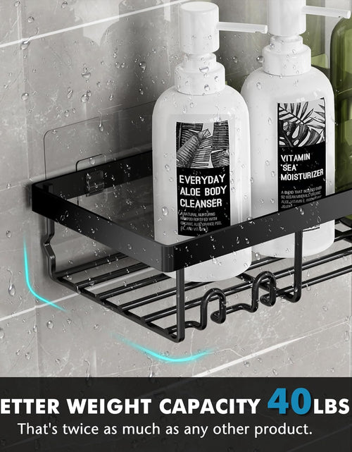 Load image into Gallery viewer, Shower Caddy Shelf Organizer Rack, Self Adhesive Black Bathroom Shelves Basket, Black
