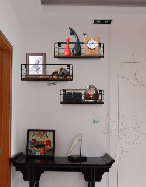 Load image into Gallery viewer, Floating Shelves Wall Mounted Set of 3, Hanging Storage Shelf for Bathroom, Living Room, Bedroom, Kitchen Home Decor, Brown
