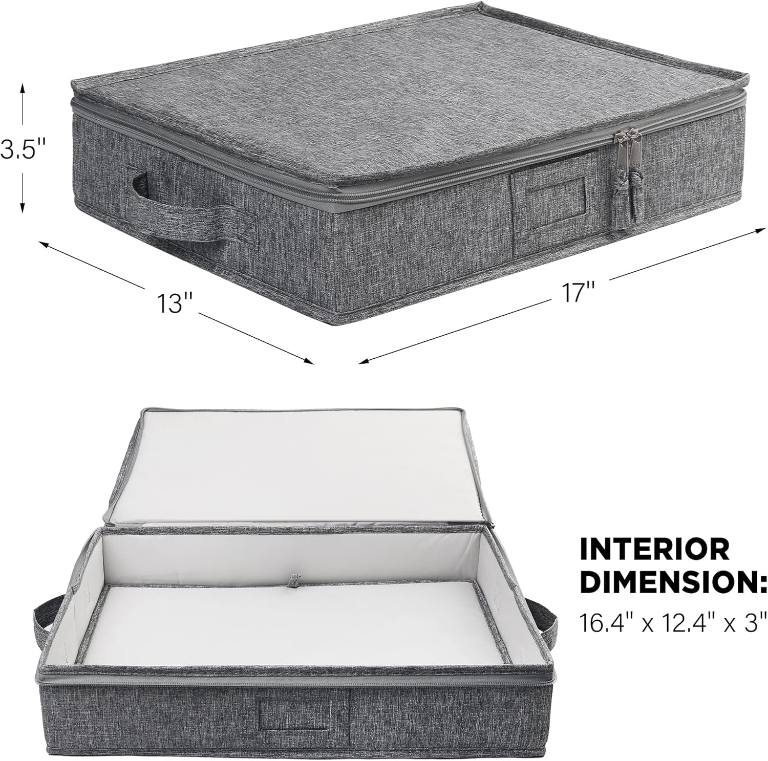 Platter Storage Case, Hard Shell, Storage Container for Moving, 17x13x3.5 in, 5 Felt Dividers Included