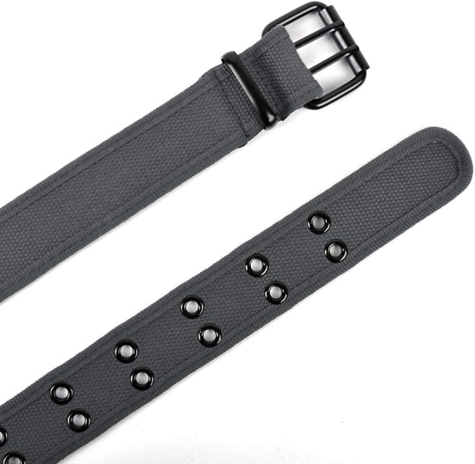Parquet Casual Unisex Canvas Belt Double Hole Belt - Double Grommets Belt for Men and Women, Charcoal, Medium