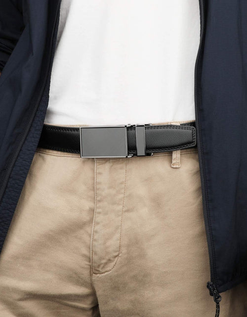 Load image into Gallery viewer, Men&#39;s Comfort Genuine Leather Ratchet Dress Belt with Automatic Click Buckle, Black
