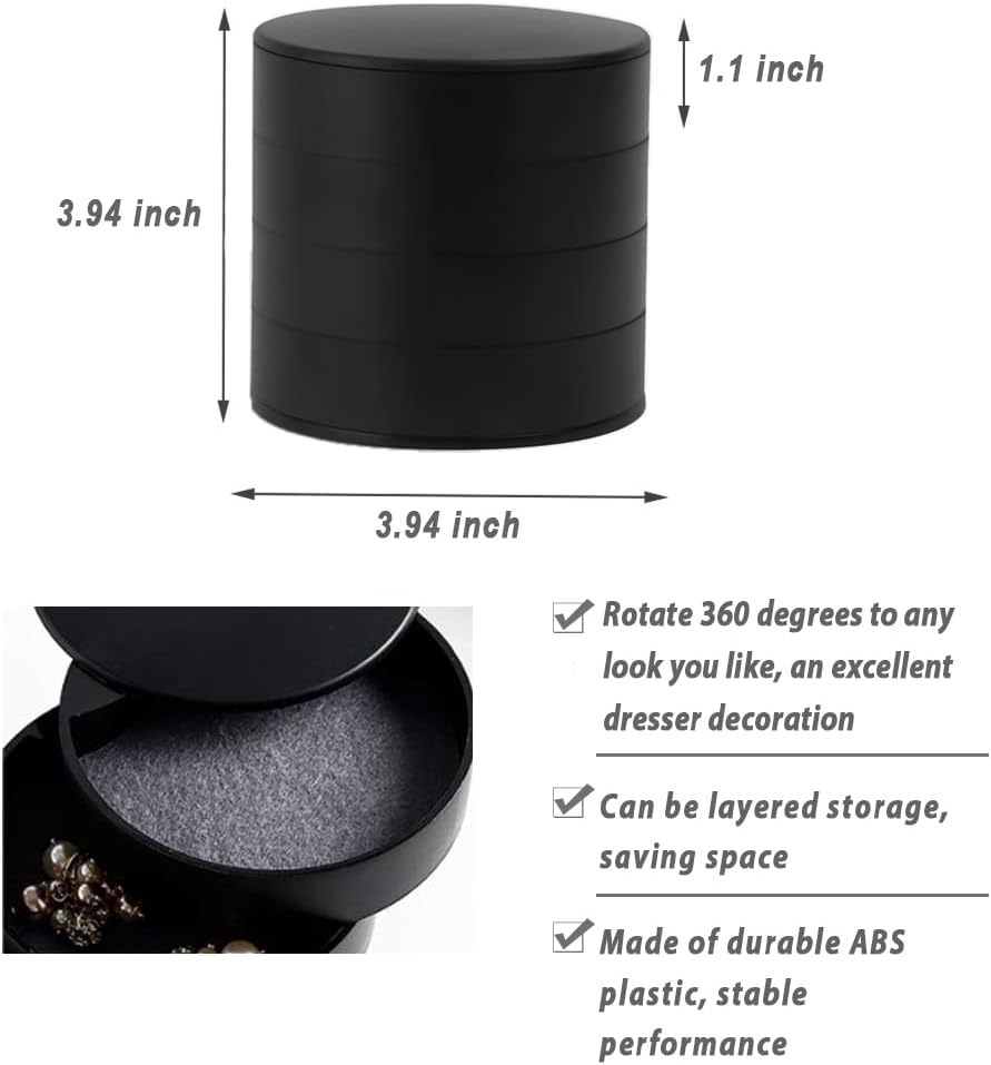 Jewelry Storage Box 4-Layer Rotatable Jewelry Accessory Storage Tray with Lid for Rings Bracelets