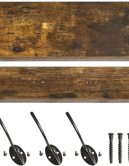 Load image into Gallery viewer, Coat Rack Shelf Wall Mounted, Coat Hooks Set of 2, Entryway Coat Hanger with 8 Hooks, 31.5&quot; Rustic Brown
