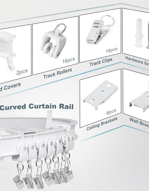 Load image into Gallery viewer, 8Ft Curved Curtain Track Ceiling or Wall Mount Curtain Rail Track System Room Divider Heavy Duty, White

