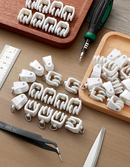 Load image into Gallery viewer, Curtain Track Hooks Flexible Bendable Clips 11 mm White Plastic Drapery Rail Gliders with Hooks (25 Pieces)
