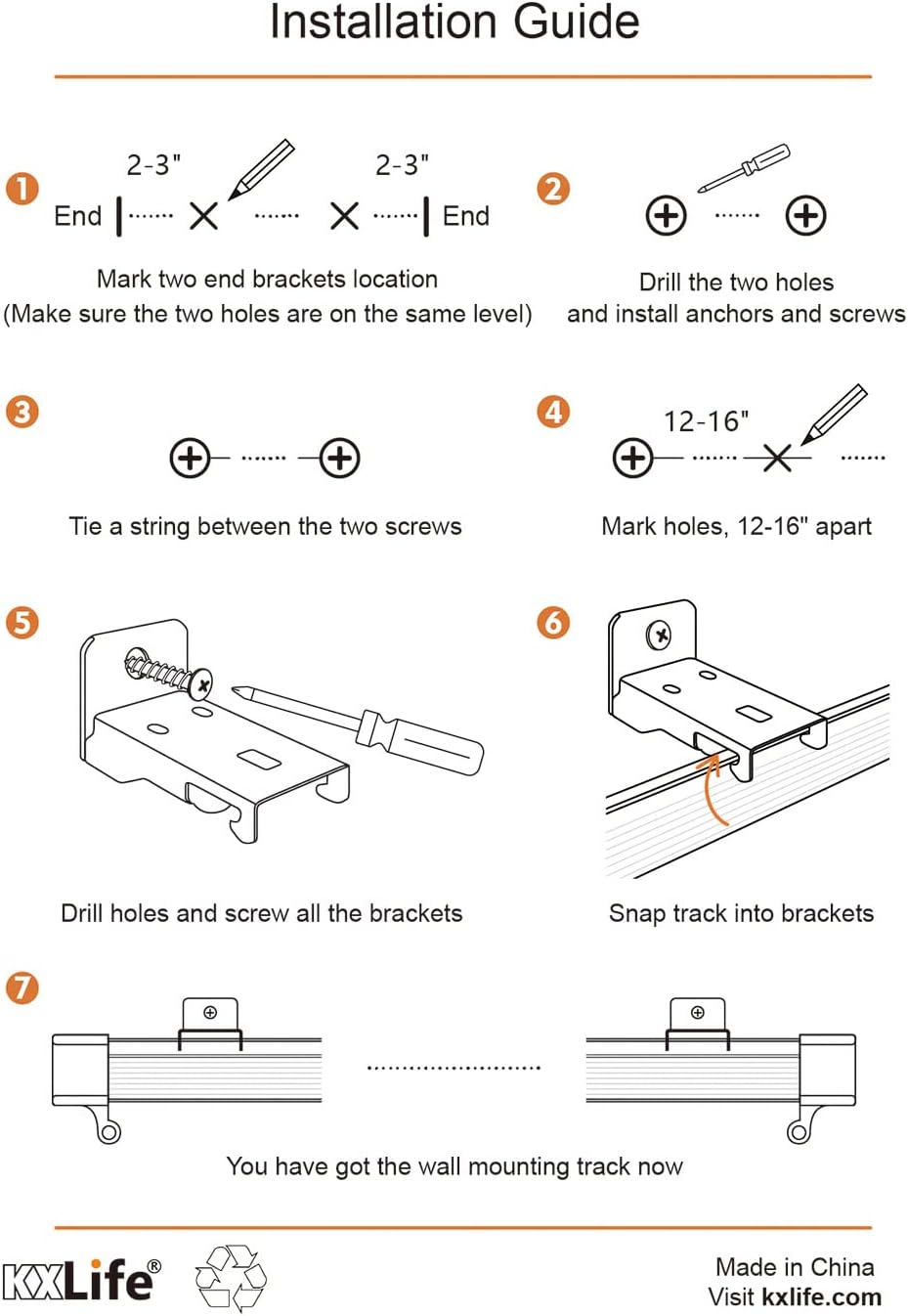 Black Wall Mount Brackets for Black Flexible Curtain Track, Bendable Curtain Track Wall Mounting Hardware (20 PCS)