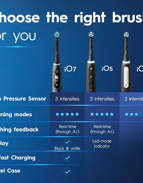 Load image into Gallery viewer, Deep Clean Rechargeable Electric Powered Toothbrush, Black with iO Series 3 Limited, 2 Brush Heads and Travel Case

