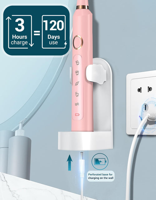 Load image into Gallery viewer, Rechargeable Electric Toothbrush with 8 Brush Heads &amp; Travel Case, 3 Hours Charge for 120 Days - Pink
