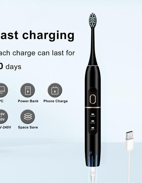 Load image into Gallery viewer, Electric Toothbrush Set, Comes with 8 Brush Heads &amp; Travel Case,4 Modes with 2 Minutes Built in Smart Timer, One Charge for 60 Days, 42000 VPM Motor (Black)
