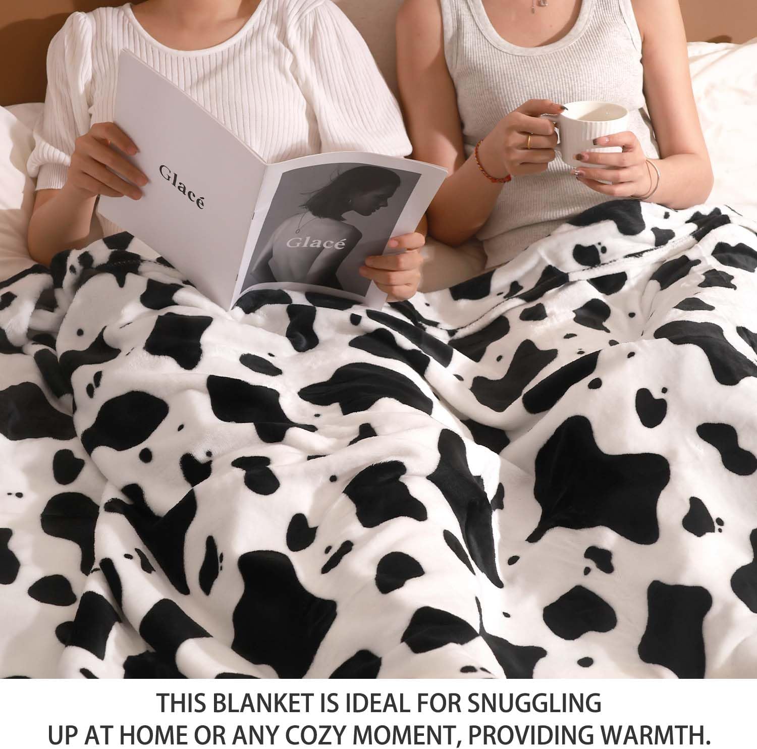 Cow Throw Blanket Fleece Flannel Cow Print Blanket for Adults Kids Soft Cozy Plush, 60 * 70 inch
