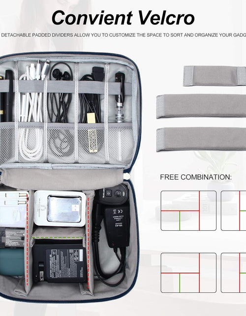 Load image into Gallery viewer, Electronic Bag Travel Cable Accessories Waterproof Double Layer, Navy Blue
