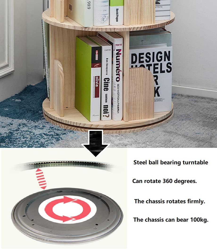 Rotating Bookshelf 360 Display 4 Tier Floor Standing Bookcase Storage Rack
