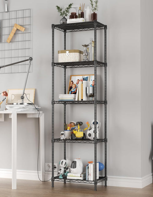 Load image into Gallery viewer, 5 Tier Shelf Wire Shelving Adjustable Storage Shelves Storage Rack, Narrow Mesh Gaps,16”W x 10”D x 55”H, Black
