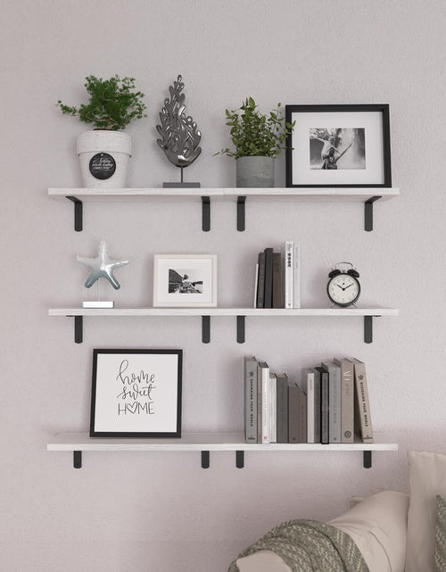 Load image into Gallery viewer, Floating Shelves Set of 6, Wood Rustic Farmhouse Shelves for Wall Decor, White
