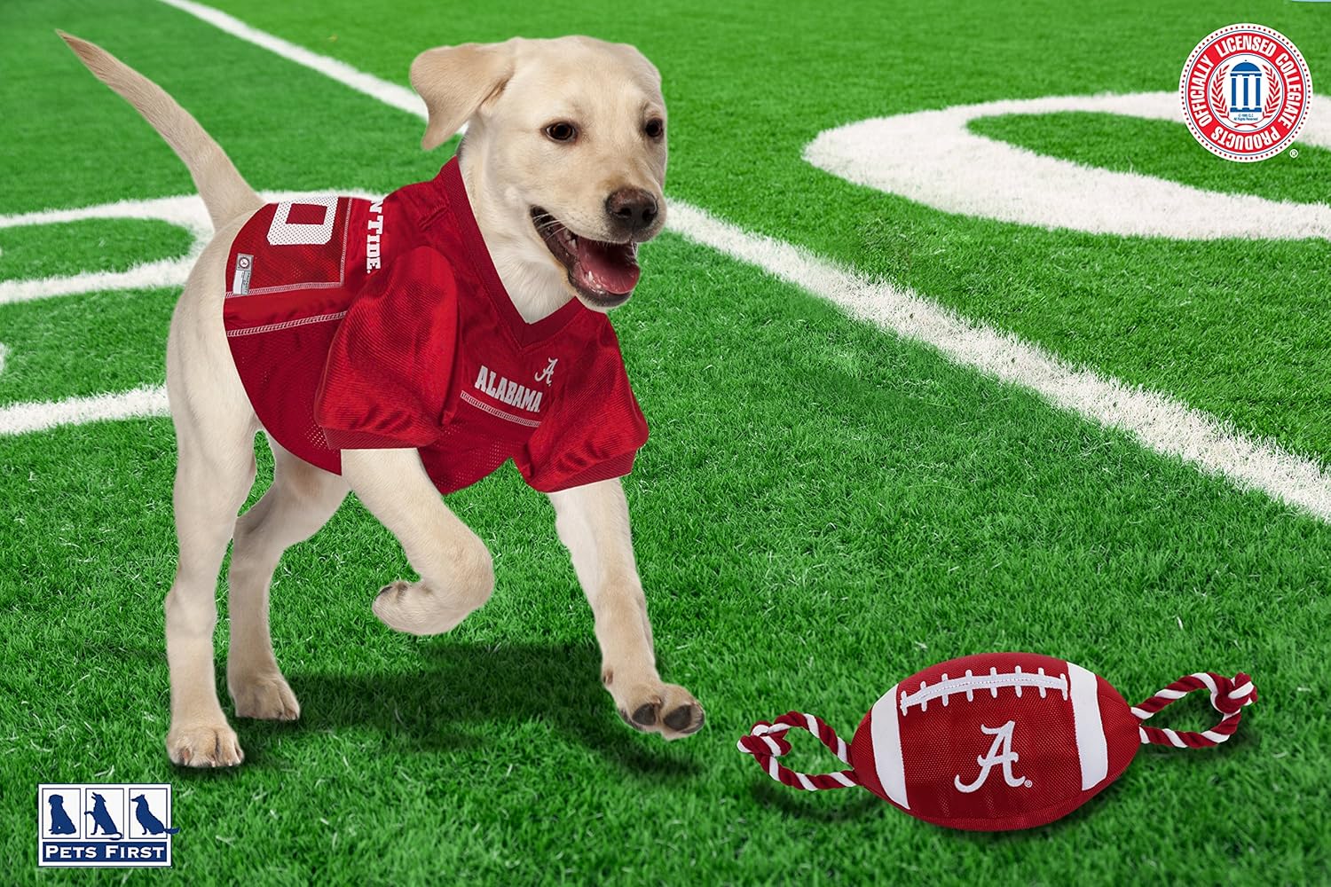 NCAA Alabama Crimson Tide Football Dog Toy, Tough Quality Nylon Materials