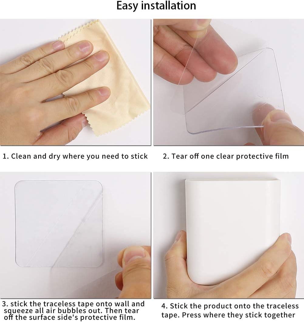 Remote Holders Wall Mount Hole Free, Self-Adhesive Storage Box, Pen Holder (2 Pack)