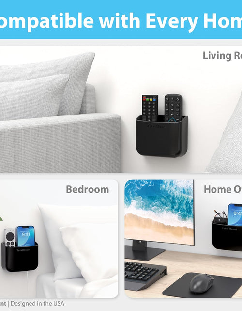 Load image into Gallery viewer, Hole-Free Remote Holder – Eliminates Need to Drill Holes in Your Wall (For 2 or 3 Remote Controls – Black – Quantity 1)
