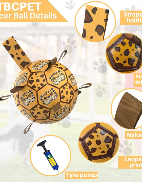 Load image into Gallery viewer, Dog Toys Soccer Ball with Straps, World Cup Interactive Dogs Toys for Tug of War  (Leopard - Large)
