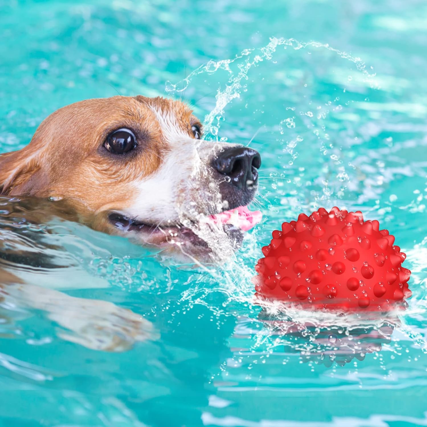 Dog Balls Squeaky Dog Toys for Large Dogs, Dog Toys for Aggressive Chewers, Floatable Rubber Pet Toys for Medium Breed Pack of 2