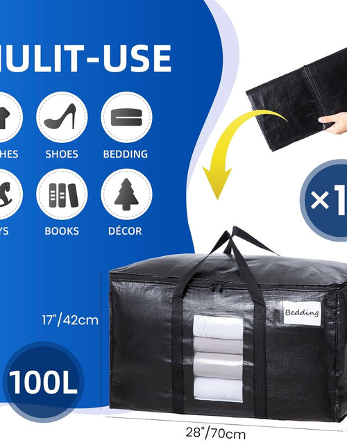 Load image into Gallery viewer, Extra Large Moving Bags, 10 Pack Black Heavy Duty Totes For Storage, Wrap Around Handles, Storage Bags for Space Saving Moving Storage

