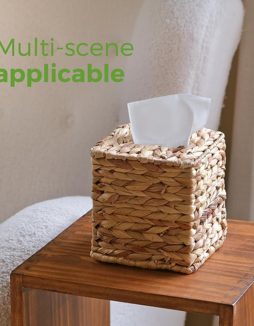 Load image into Gallery viewer, Rattan Tissue Box Cover Square, Wicker Tissue Box Holder Facial Tissues Boxes, Square Handwoven
