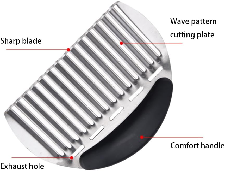 Crinkle Cutter for Veggies Potatoes, Stainless Steel Wave Knife, Kitchen Crinkle Cutter