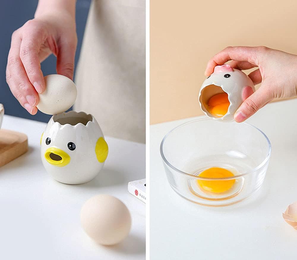 Cute Egg Separator, Ceramics Vomiting Chicken Egg Yolk White Separator