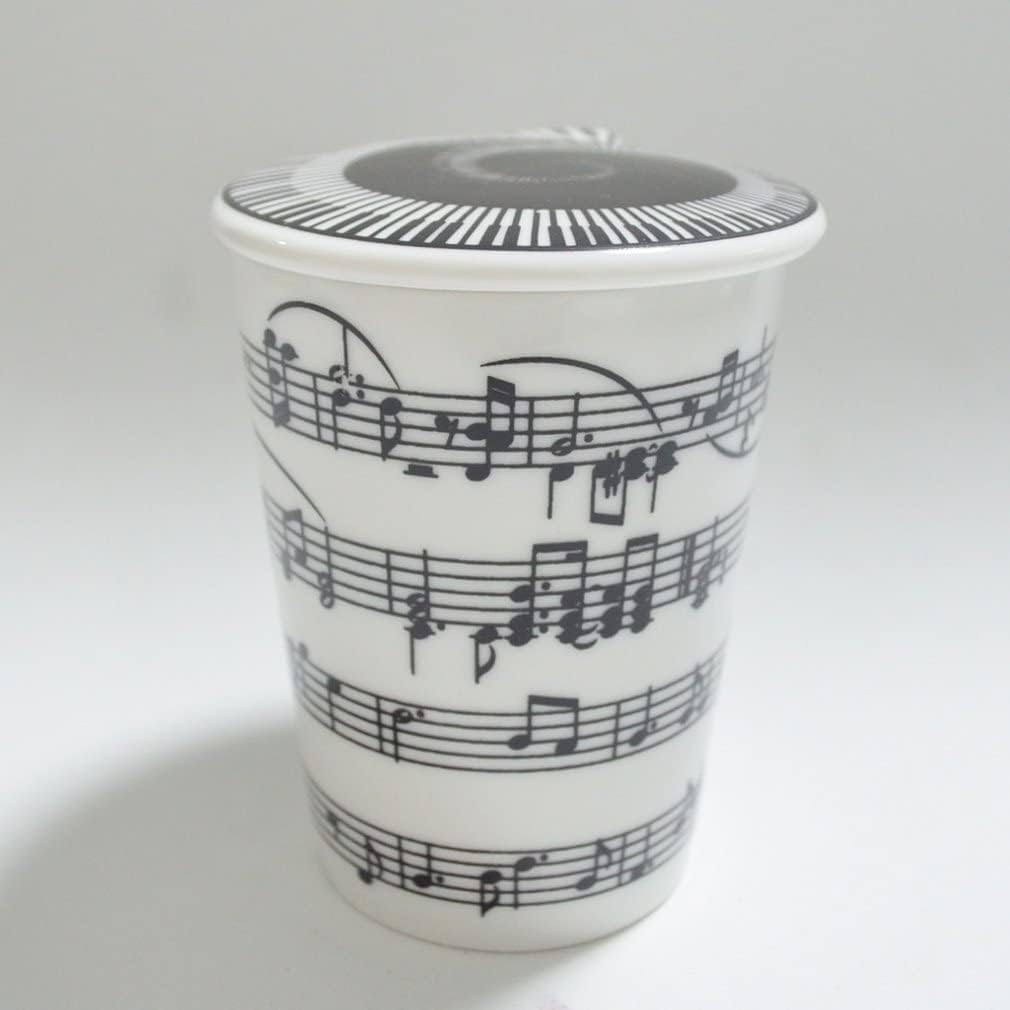 Creative Ceramic Musician Coffee Mug Tea Cup with Lid Staves