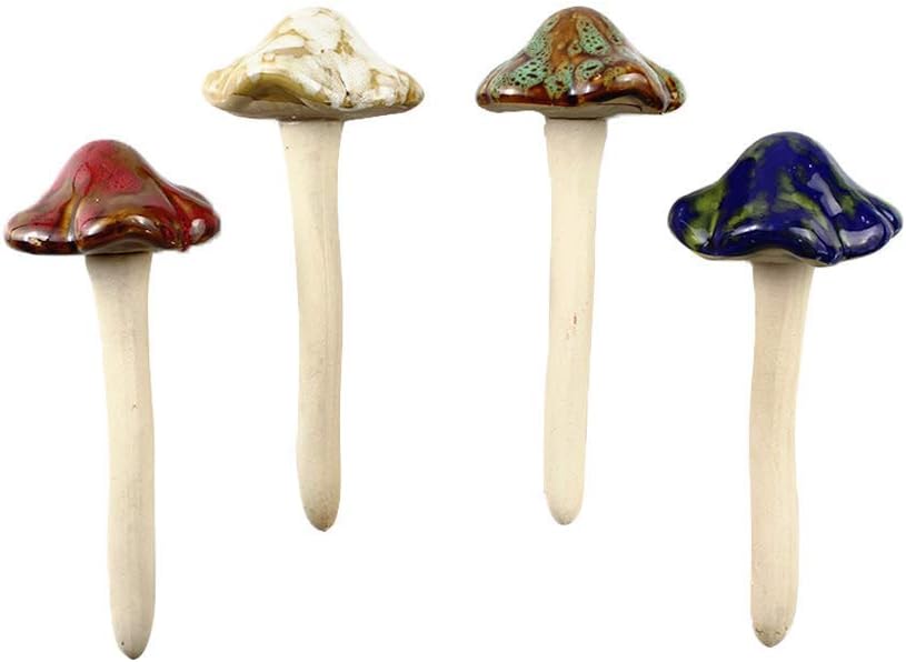 4pcs  Ceramic Mushroom for Garden, Yard, Fairy Garden - Lawn Ornament