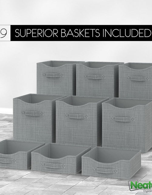 Load image into Gallery viewer, 9 Cube Closet Organizers, Includes All Storage Cube Bins, Easy To Assemble Storage Unit With Drawers (Light Grey)
