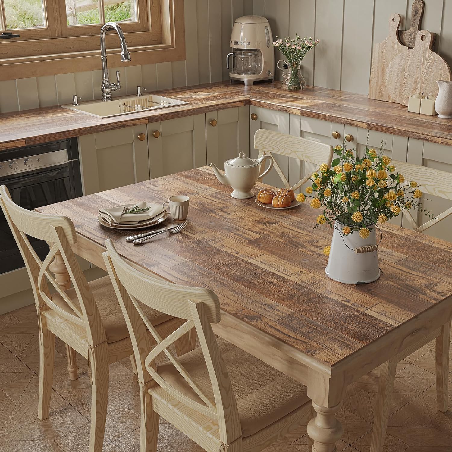 Brown Wood Peel and Stick Wallpaper 17.8" X 118.8" Self Adhesive Removable Decorative Film Wood Grain