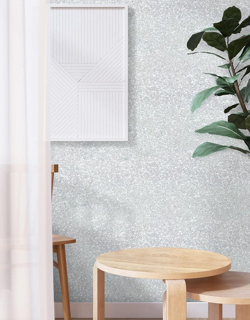 Load image into Gallery viewer, Glitter Silver Wallpaper Contact Paper Creative Covering Peel and Stick Wallpaper Removable Self Adhesive Paper DIY, 17.7&quot;x78.7&quot;
