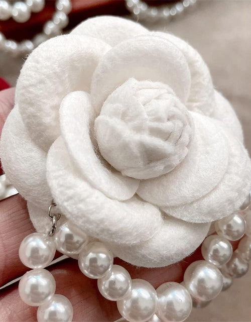 Load image into Gallery viewer, Camellia Flower Brooch Pins Pearl Tassel Corsage Jewelry Brooches for Women Shirt Collar Clothing Accessories
