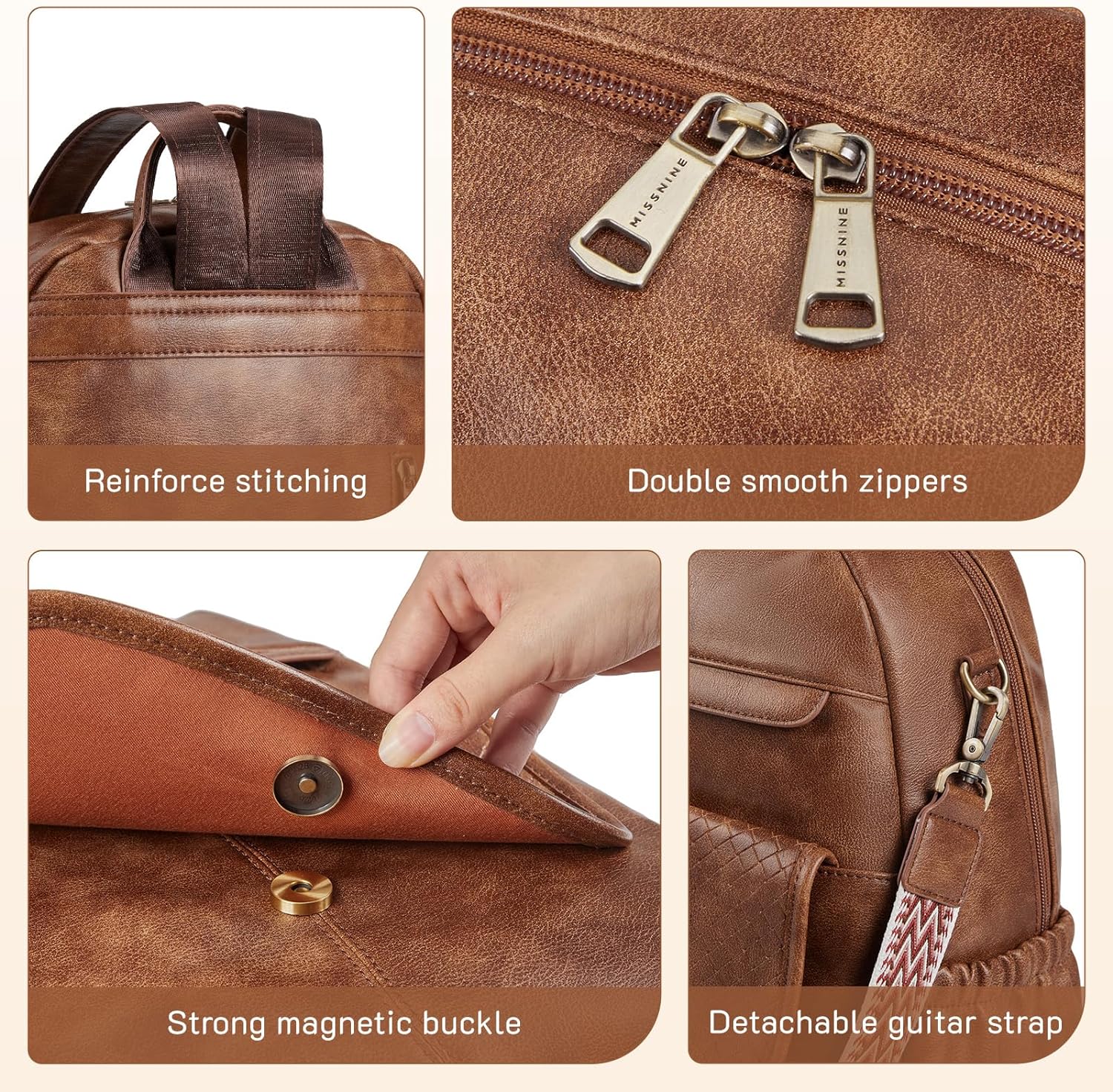 PU Leather Backpack Purse for Women, Convertible Travel Backpack, Designer Ladies Shoulder Bag
