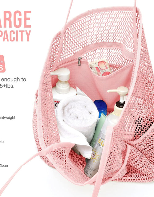 Load image into Gallery viewer, Beach Bag with Mini Pocket, Beach Tote Bags for Women Large Foldable Mesh Swimming Pool Travel Bags - Sandproof, Pink
