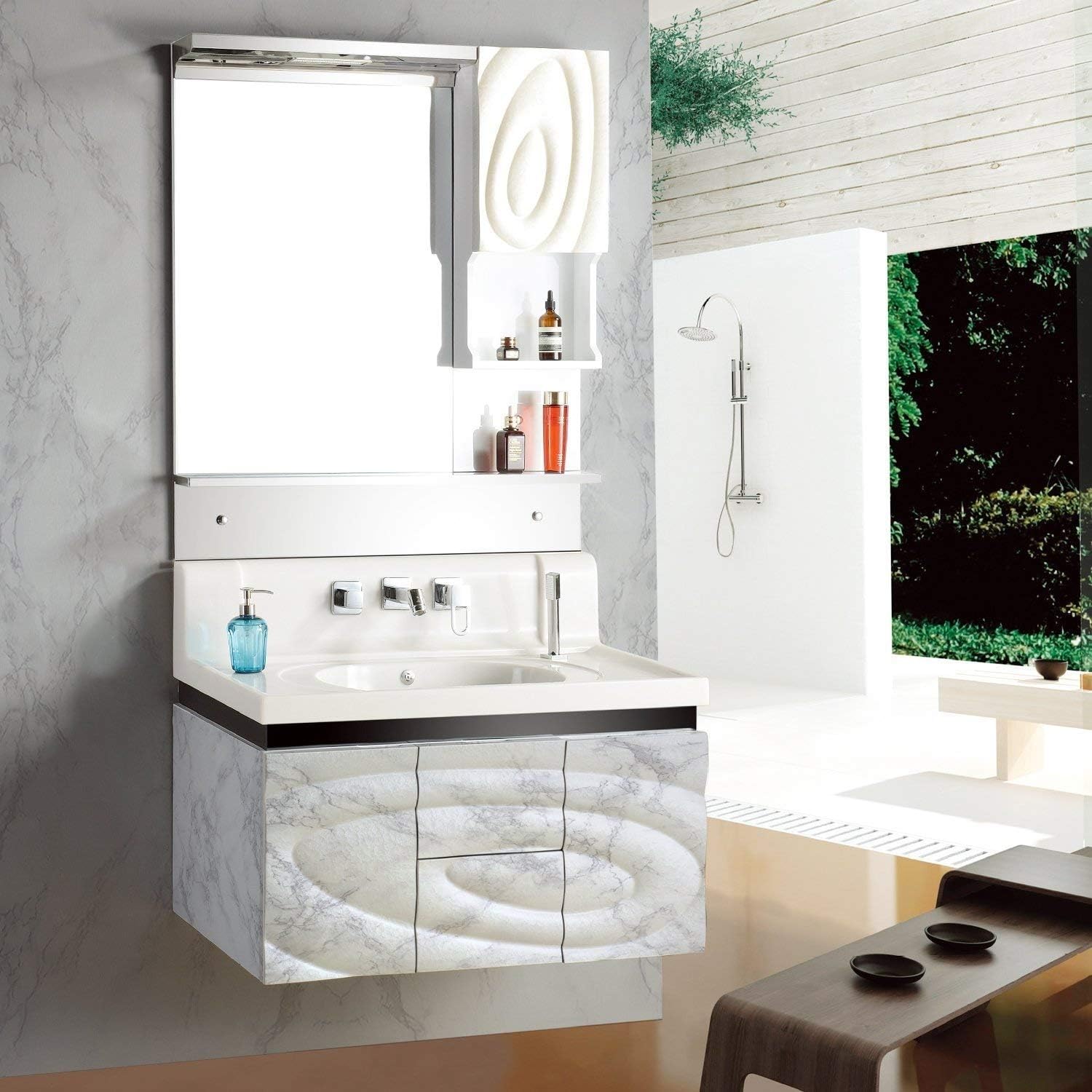 Marble Peel and Stick Wallpaper Granite Paper for Old Furniture Self Adhesive and Removable Cover Surfaces 17.7 inch x 78.7 inch