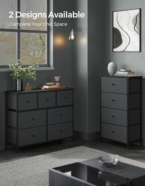 Load image into Gallery viewer, Closet Organizer and Storage Unit with 4 Fabric Drawers, Metal Frame, Ebony Black and Ink Black
