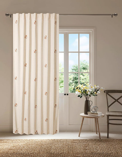 Load image into Gallery viewer, Bedding Craft Linen Curtains Drapes, Flower Print Linen Curtains, 1 Piece, Natural Brown White 50 x 84 inches)
