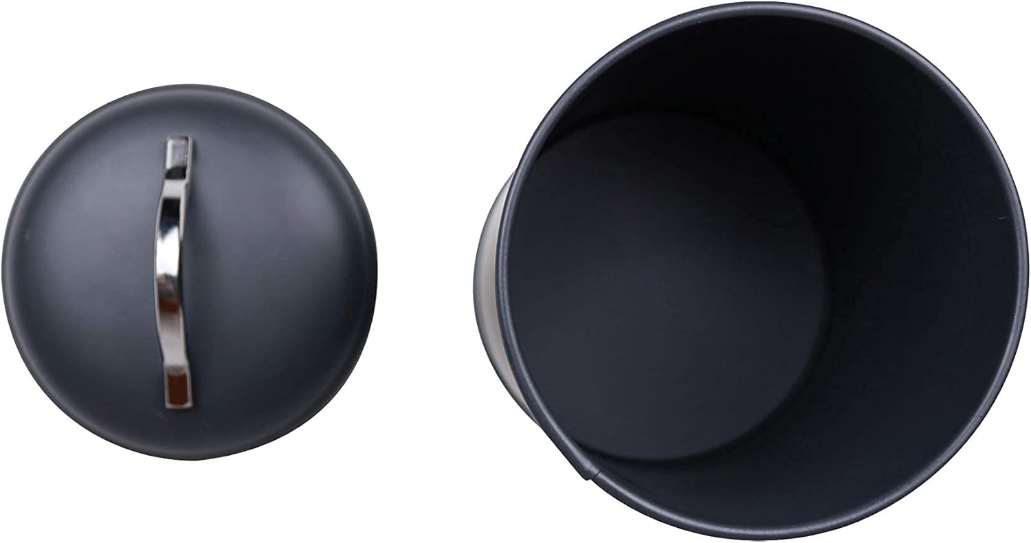 Set of 3 for Countertop Storage of Coffee, Food, Charcoal Grey Metal (8 Inches High with Lids, 4.5 Inches Diameter)