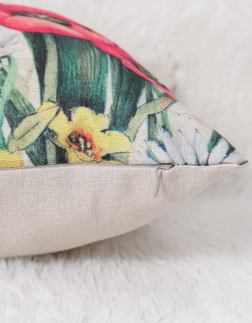 Load image into Gallery viewer, Set of 4 Decorative Spring Pillow Covers Linen Flower Butterfly Farmhouse Pillowcases, 18 x 18
