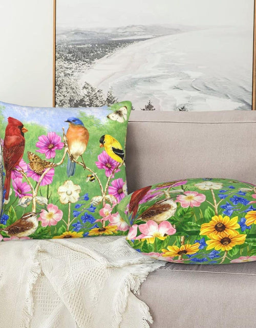 Load image into Gallery viewer, Set of 2 Rustic Flowers Birds Butterfly Spring Summer Throw Pillow Covers
