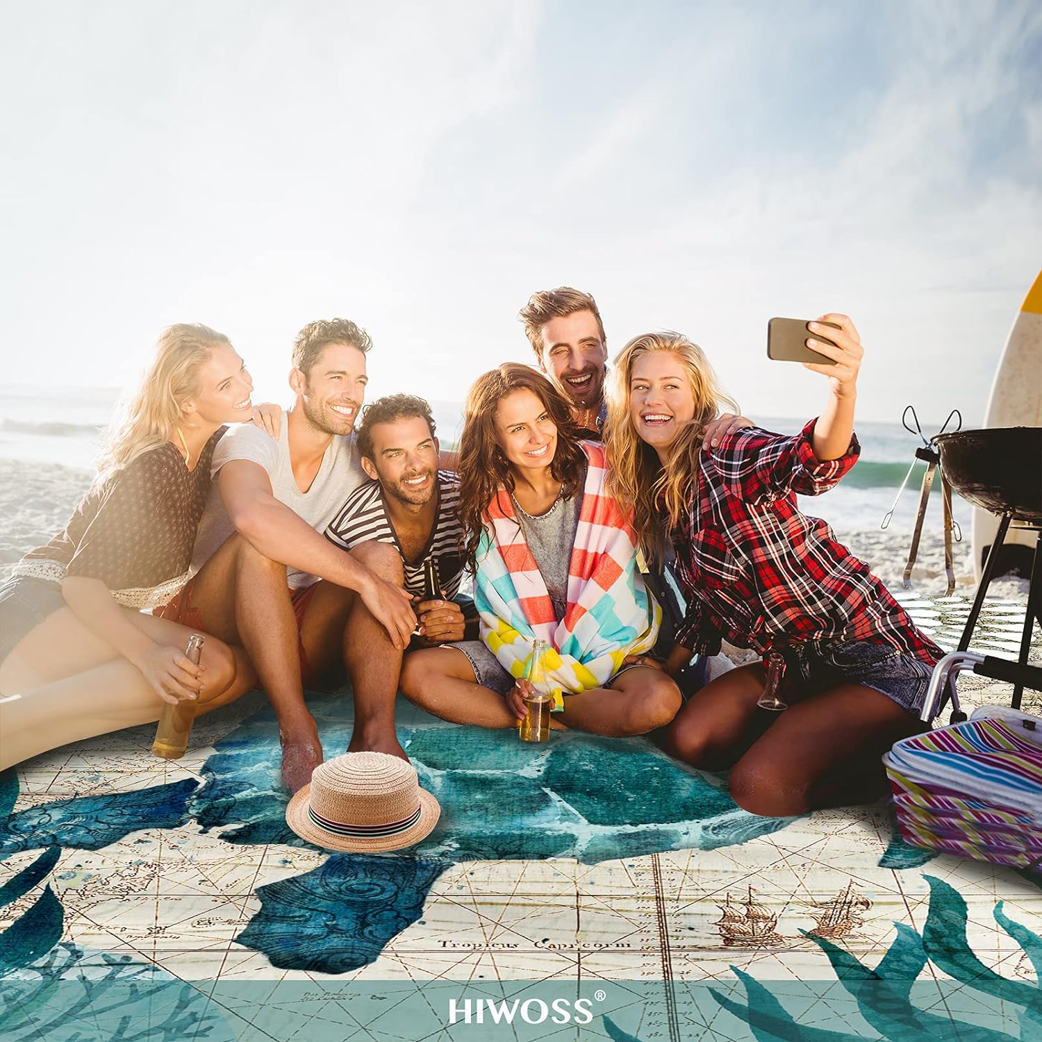 Beach Blanket Waterproof Sandproof Oversized 95”x 80”