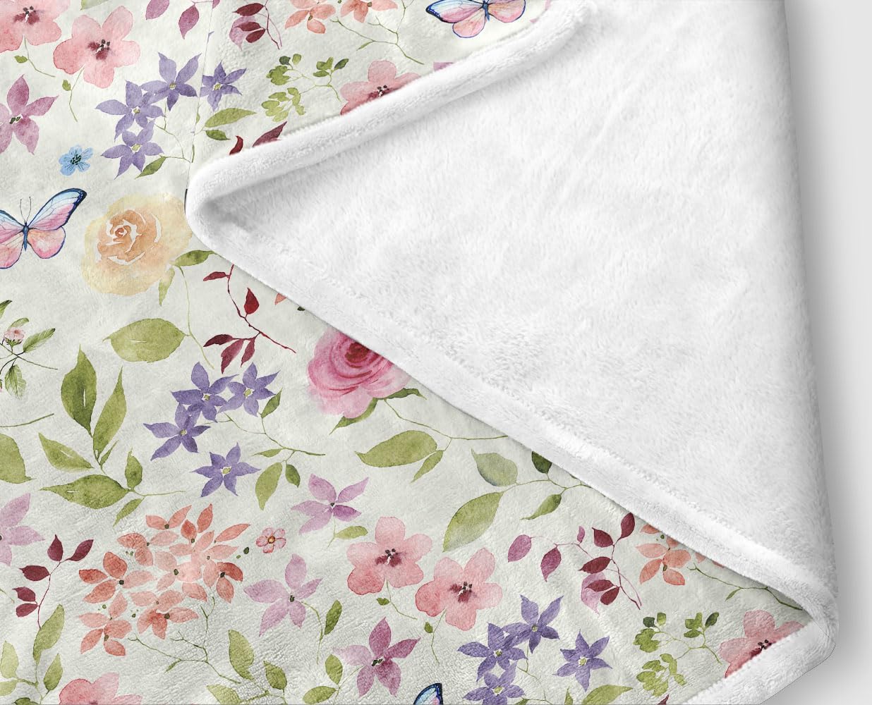 Pink Butterfly Throw Blanket Soft Cozy Warm Plush Fleece Flannel Blanket, 60 x 50 inches