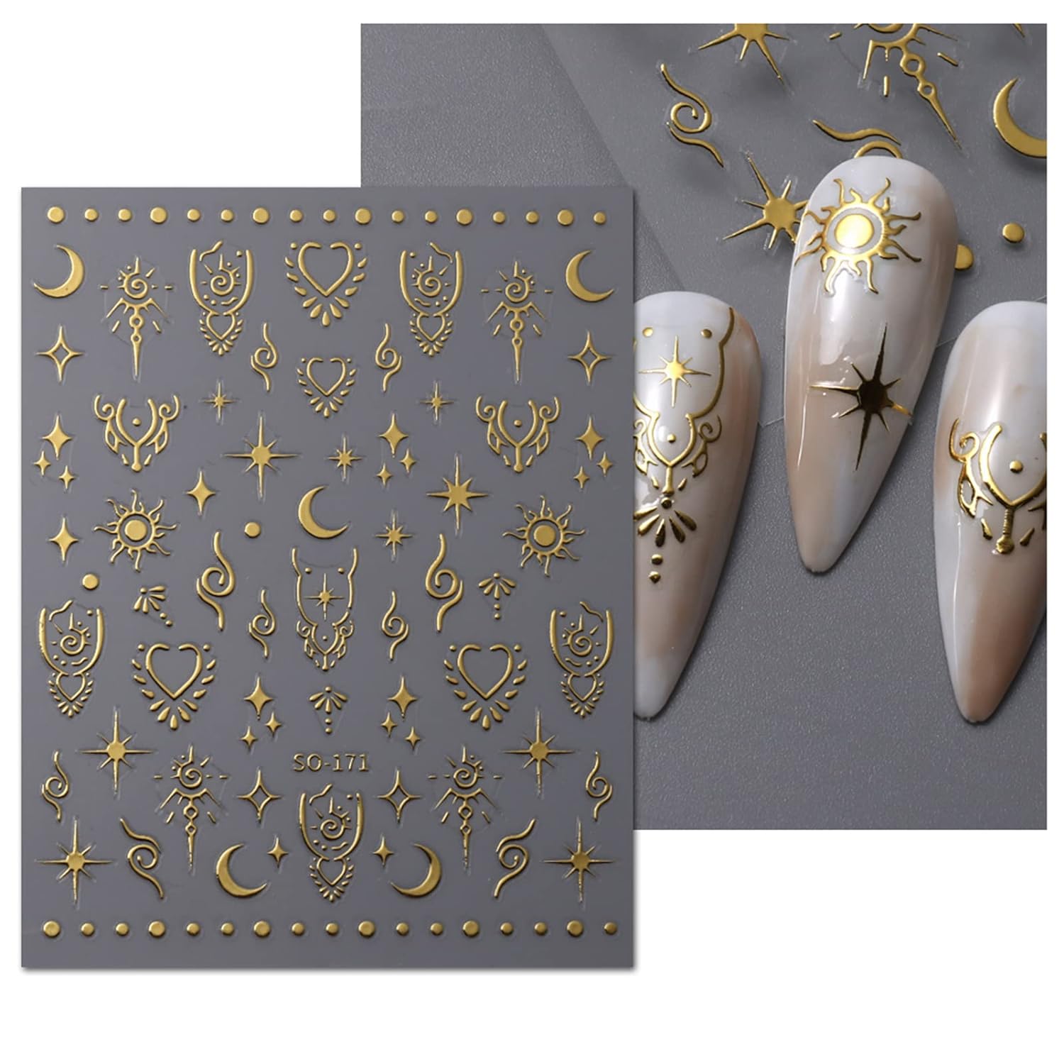 9 Sheets Moon Star Nail Art Stickers Decals Self-Adhesive Pegatinas Uñas Sun Nail Supplies
