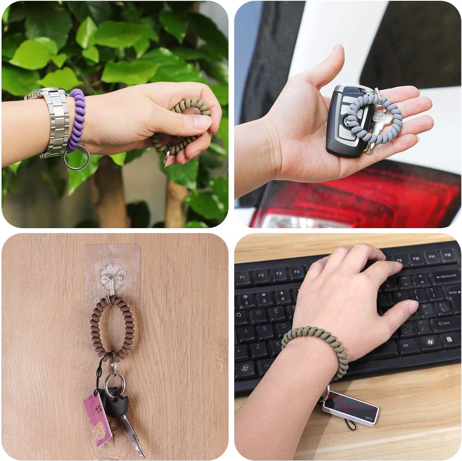6PCS Stretchable Wristband Wristlet Keychain Wrist Key Chain Wristlet