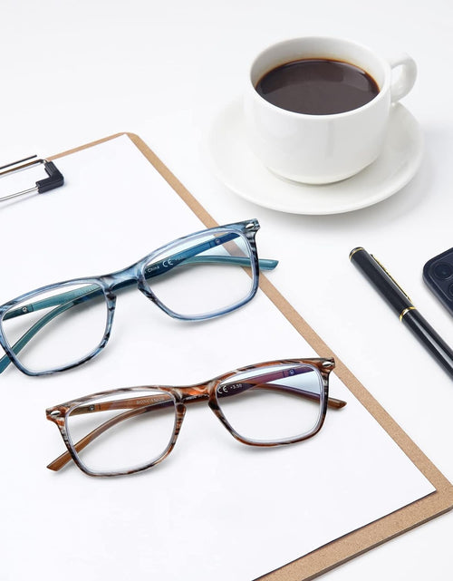Load image into Gallery viewer, 2 Pack Progressive Multifocus Reading Glasses Men and Women Computer Blue Light Blocking Anti Eyestrain Readers (Blue Brown, 1.50)
