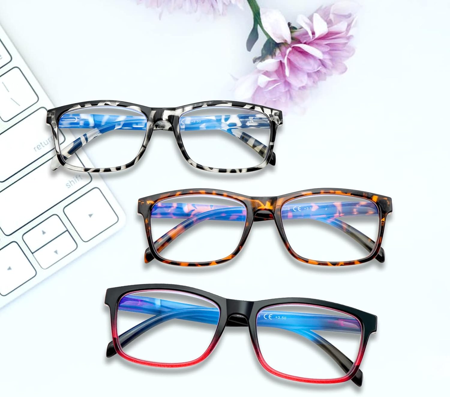 6 Pack Reading Glasses for Women Men Blue Light Blocking,Spring Hinge Anti Eyestrain/Glare Computer Readers (6 Mix, 2.0)